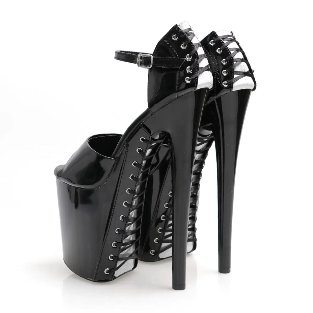8 Inch Lace-Up Platform Buckle Ankle Strap Pole Dance Heels