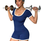Ribbed Contrast Trim Workout Romper