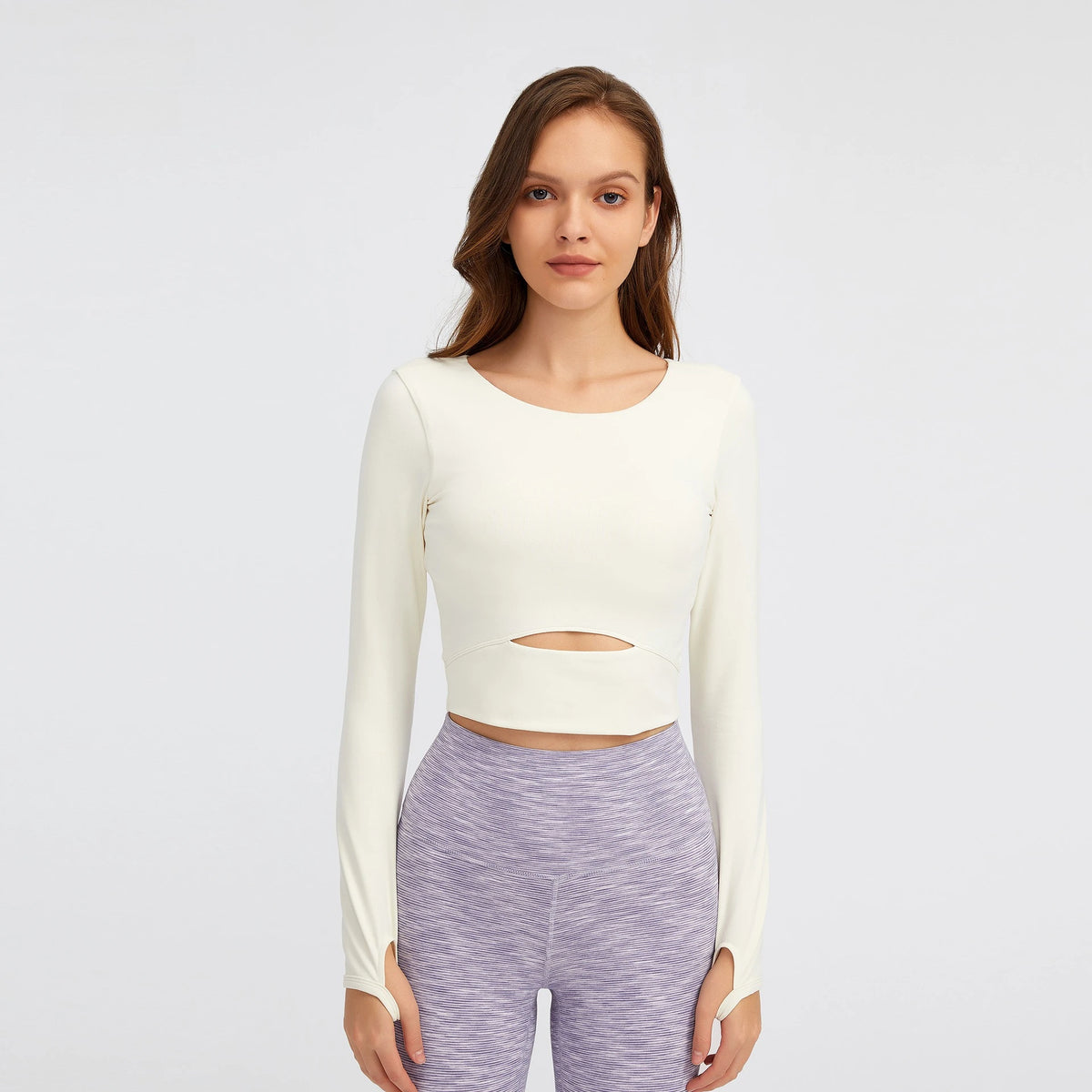 Long Sleeve Cropped Yoga Top with Thumb Holes