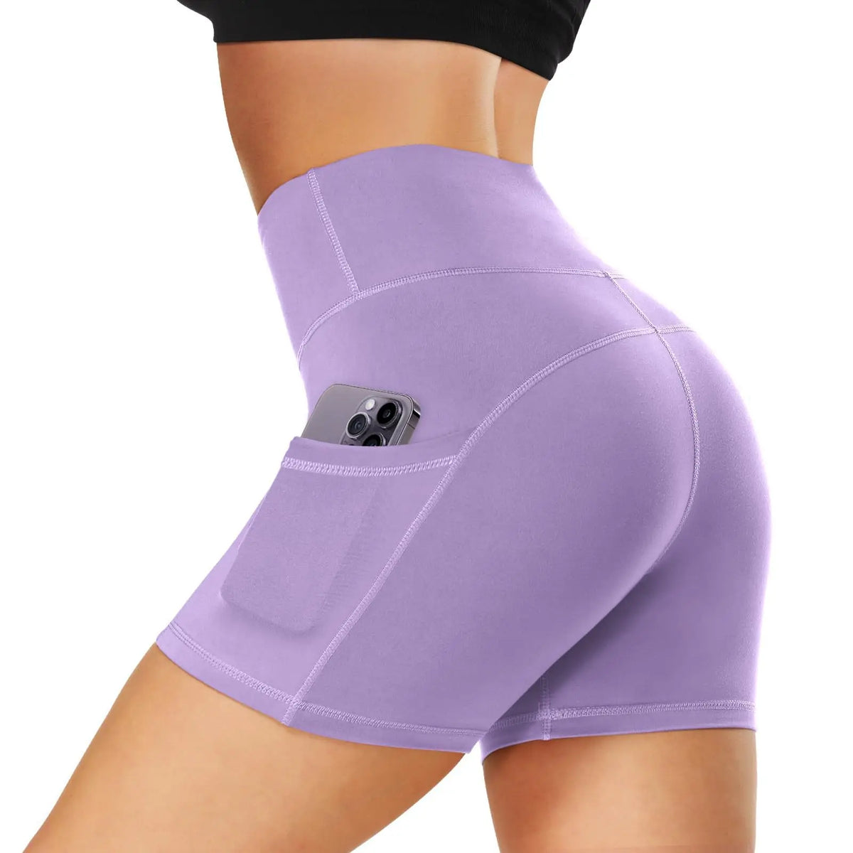 High Waist Butt Lift Biker Shorts with Pockets