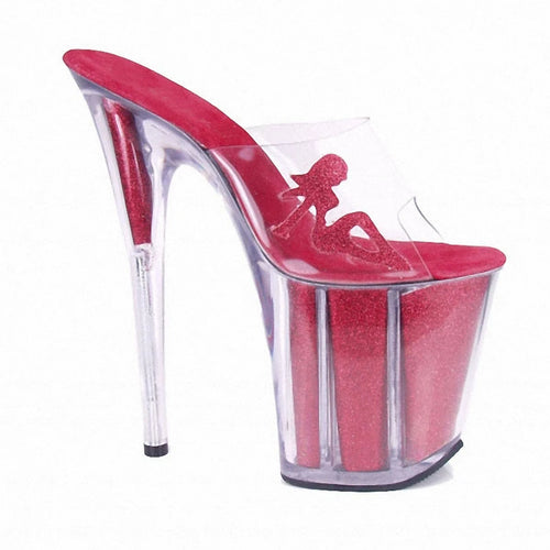 8 Inch Crystal Clear Pole Dancer Platform Heels
