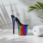 8 Inch Rainbow Holographic Platform Pole Dance Heels