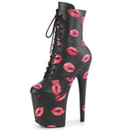 8 Inch Lip Print Platform Pole Dance Ankle Boots