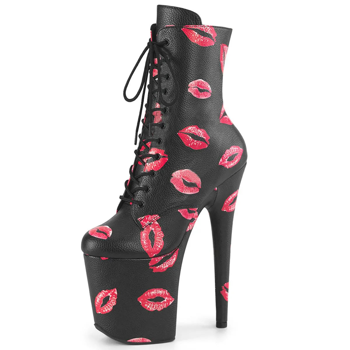 8 Inch Lip Print Platform Pole Dance Ankle Boots