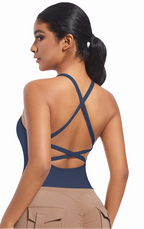 Cross Strap Backless Sports Bra | Seamless Nude-Feel Yoga Bra Top