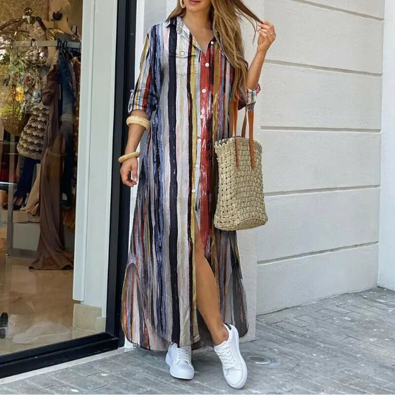 Button-Down Maxi Shirt Dress