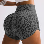 High Waist Leopard Print Booty Lift Scrunch Shorts