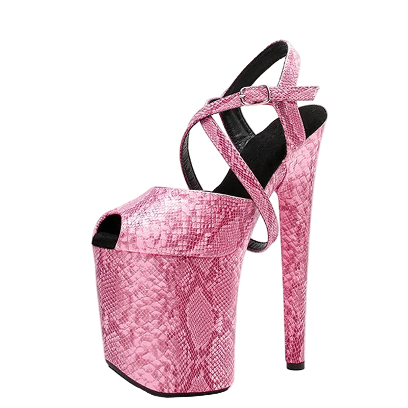 Snakeskin Platform Pole Sandals – 8" Heel