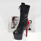 Knee-High Lace-Up Pole Dance Boots – 7" Heel
