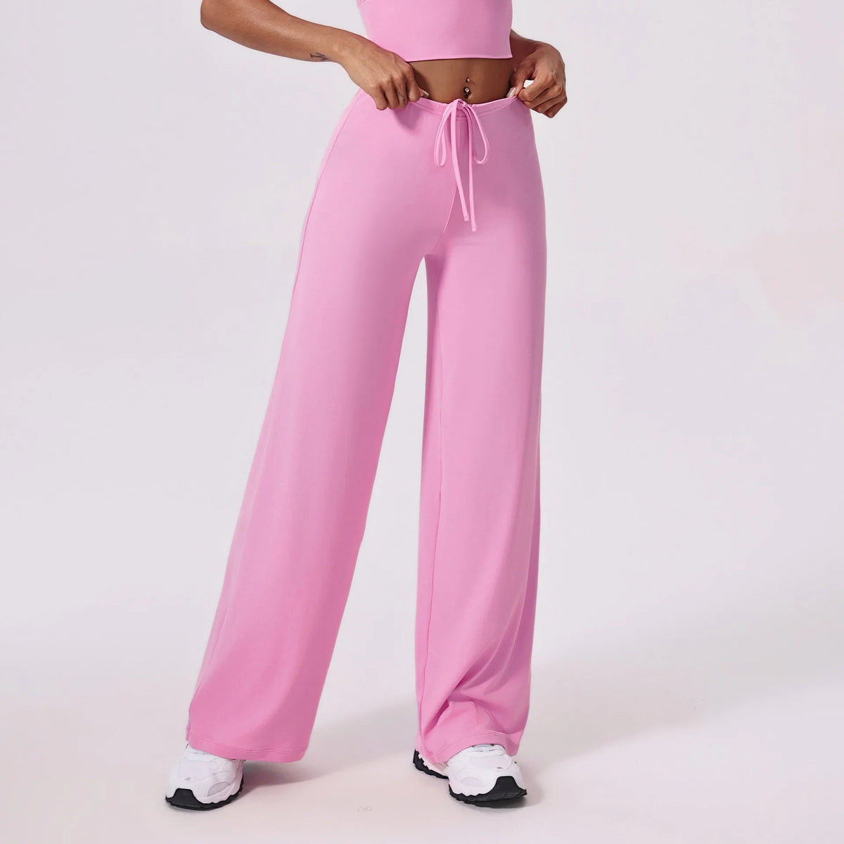 High-Waist Wide-Leg Drawstring Pants