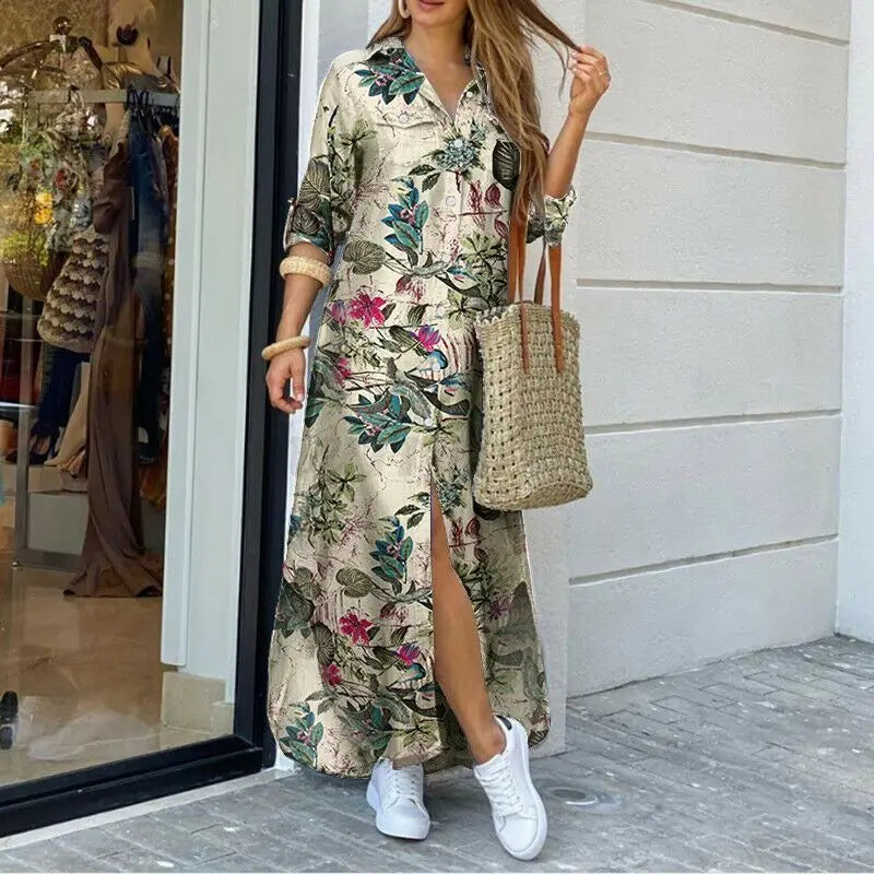 Button-Down Maxi Shirt Dress