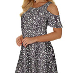 Cold Shoulder Floral Swing Dress