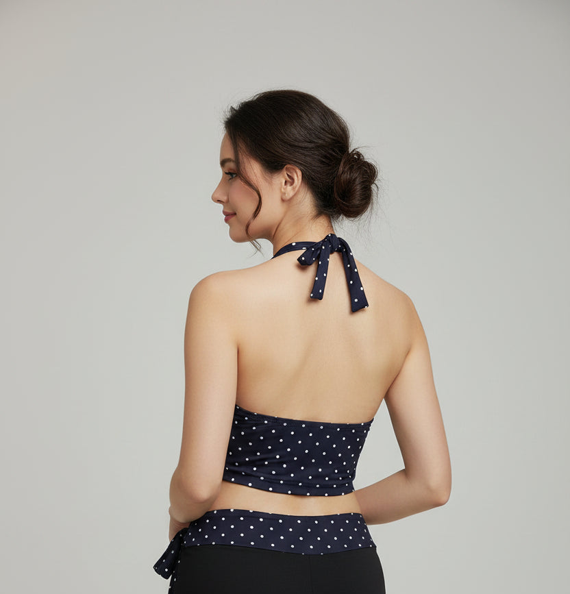 Polka Dot Backless 2-Piece Shorts Set