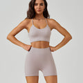 Seamless Crisscross Back Sports Bra & High Waist Shorts Set