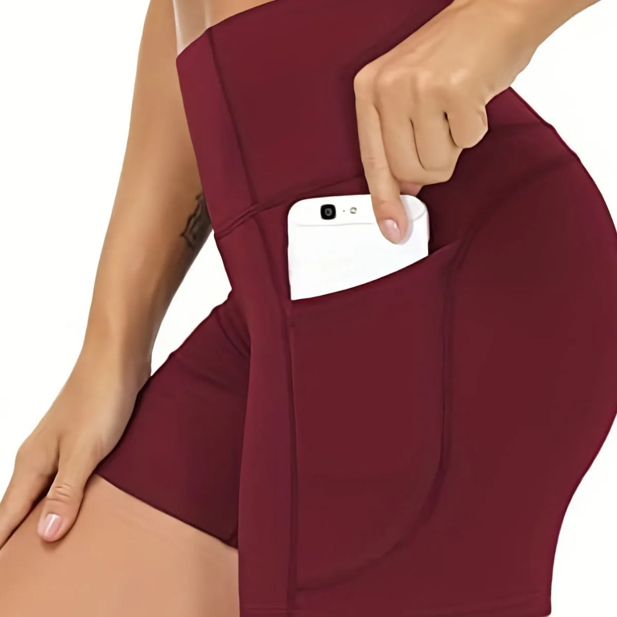 Women's High-Waist Yoga Shorts with Pocket