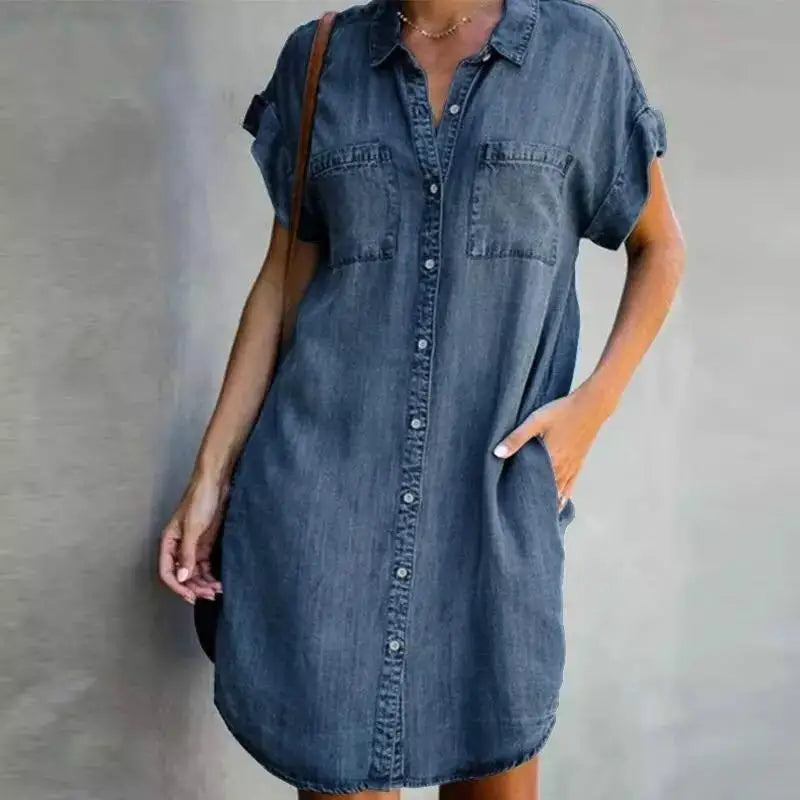 Washed Denim Shirt Dress