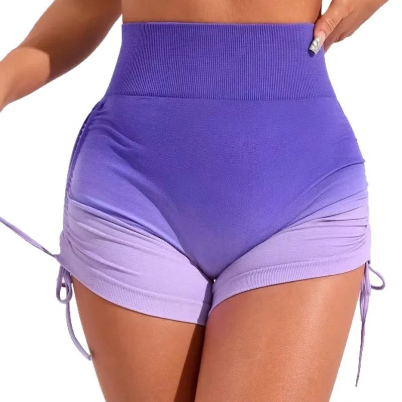 Gradient Scrunch Drawstring Shorts