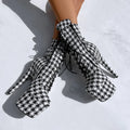 7 Inch Houndstooth Platform Ankle Boot Pole Dance Heels