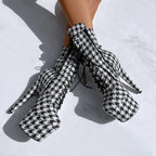 7 Inch Houndstooth Platform Ankle Boot Pole Dance Heels
