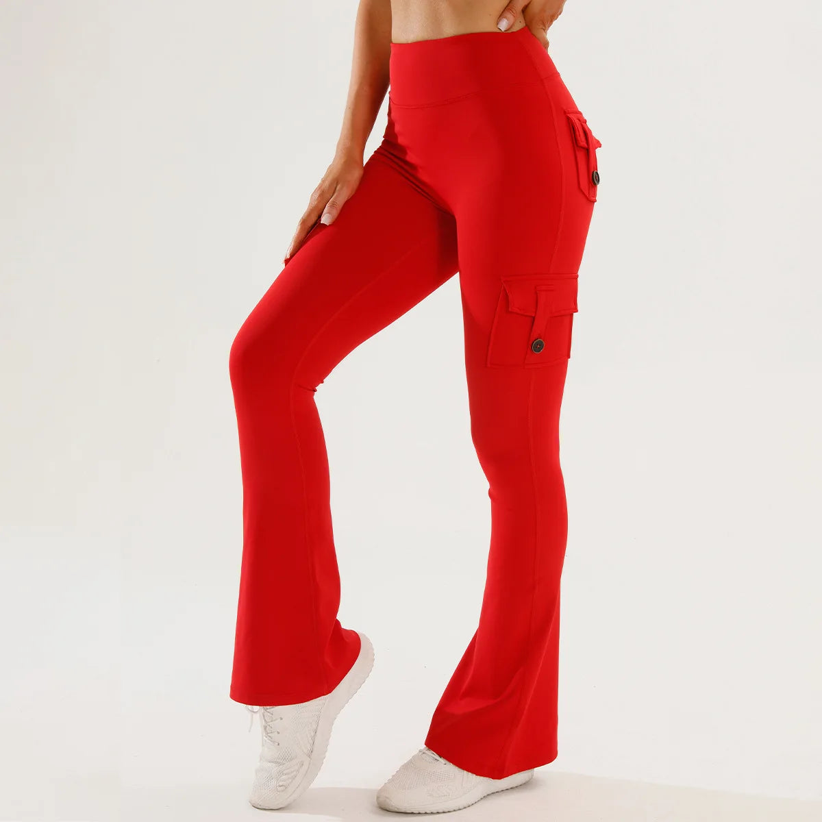 Women's High-Waist Flared Yoga Pants with Pockets