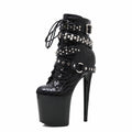 8 Inch Studded Lace-Up Platform Pole Dance Boots