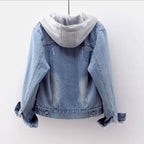 Fleece-Lined Denim Jacket with Hood – Women's Warm Casual Outerwear