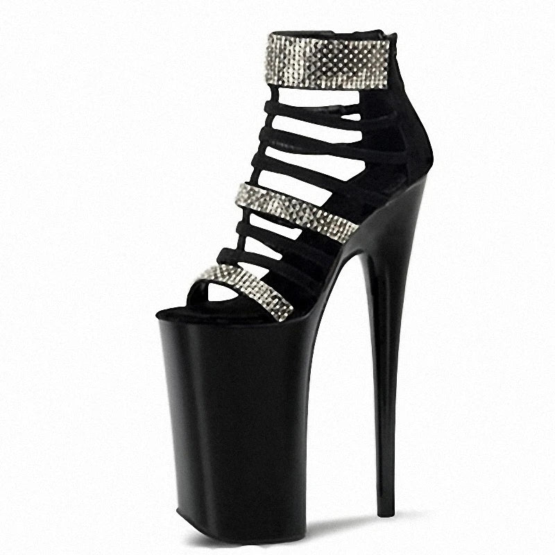 8 Inch Rhinestone Cage Platform Pole Dance Sandal