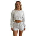 Cropped Sweatshirt & Shorts 2-Piece Set