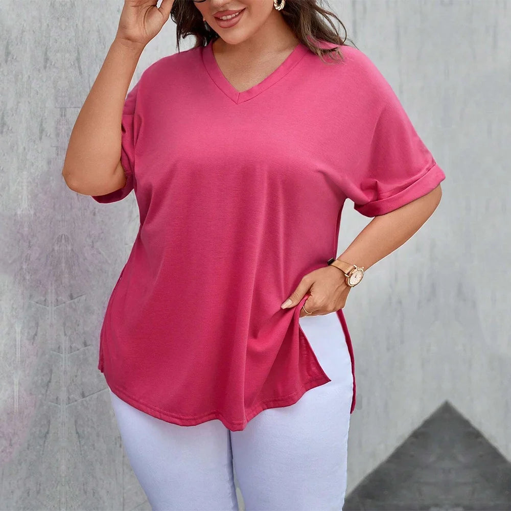 V-Neck Knit Tunic Top | Curves