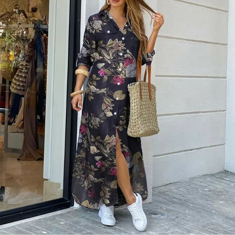 Button-Down Maxi Shirt Dress