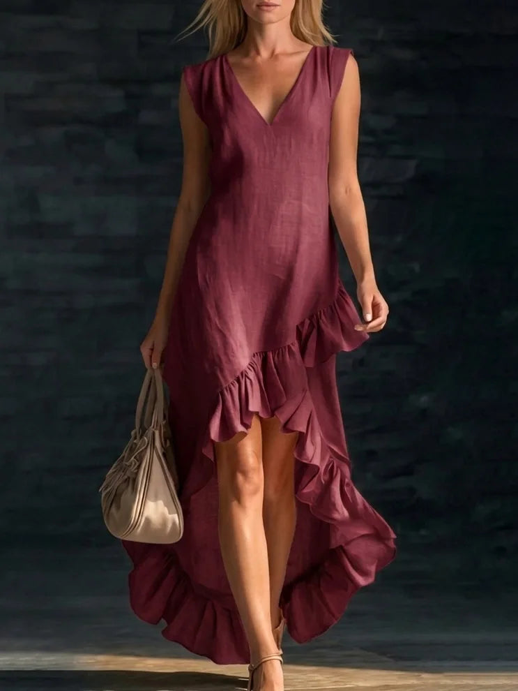 Vintage Linen Blend Sleeveless Maxi Dress