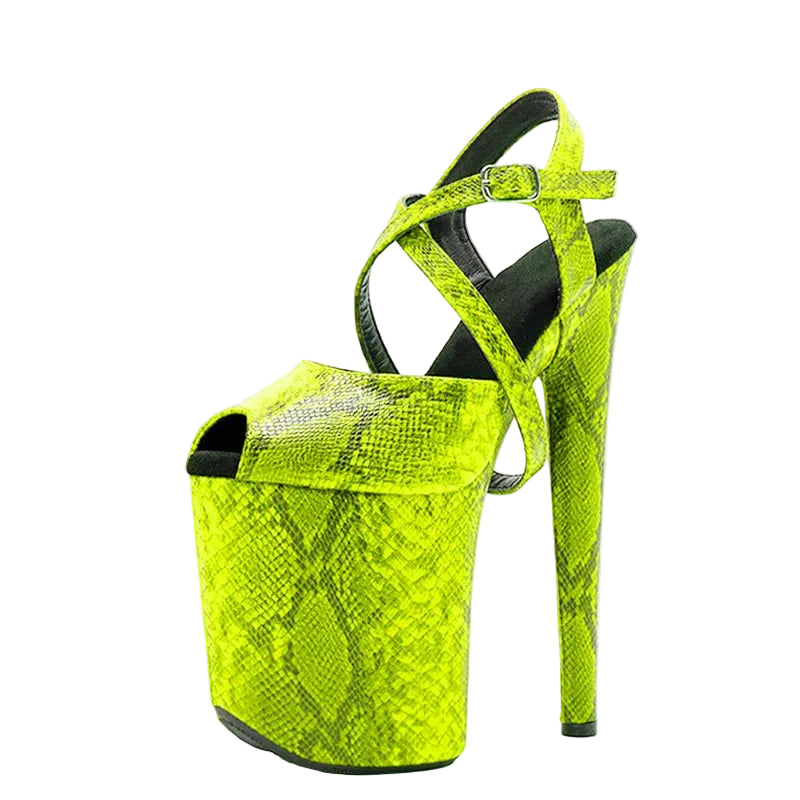 Snakeskin Platform Pole Sandals – 8" Heel
