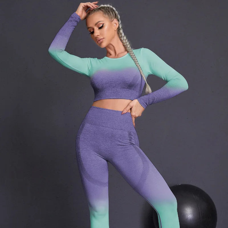 Women's Gradient Long-Sleeve Yoga Set