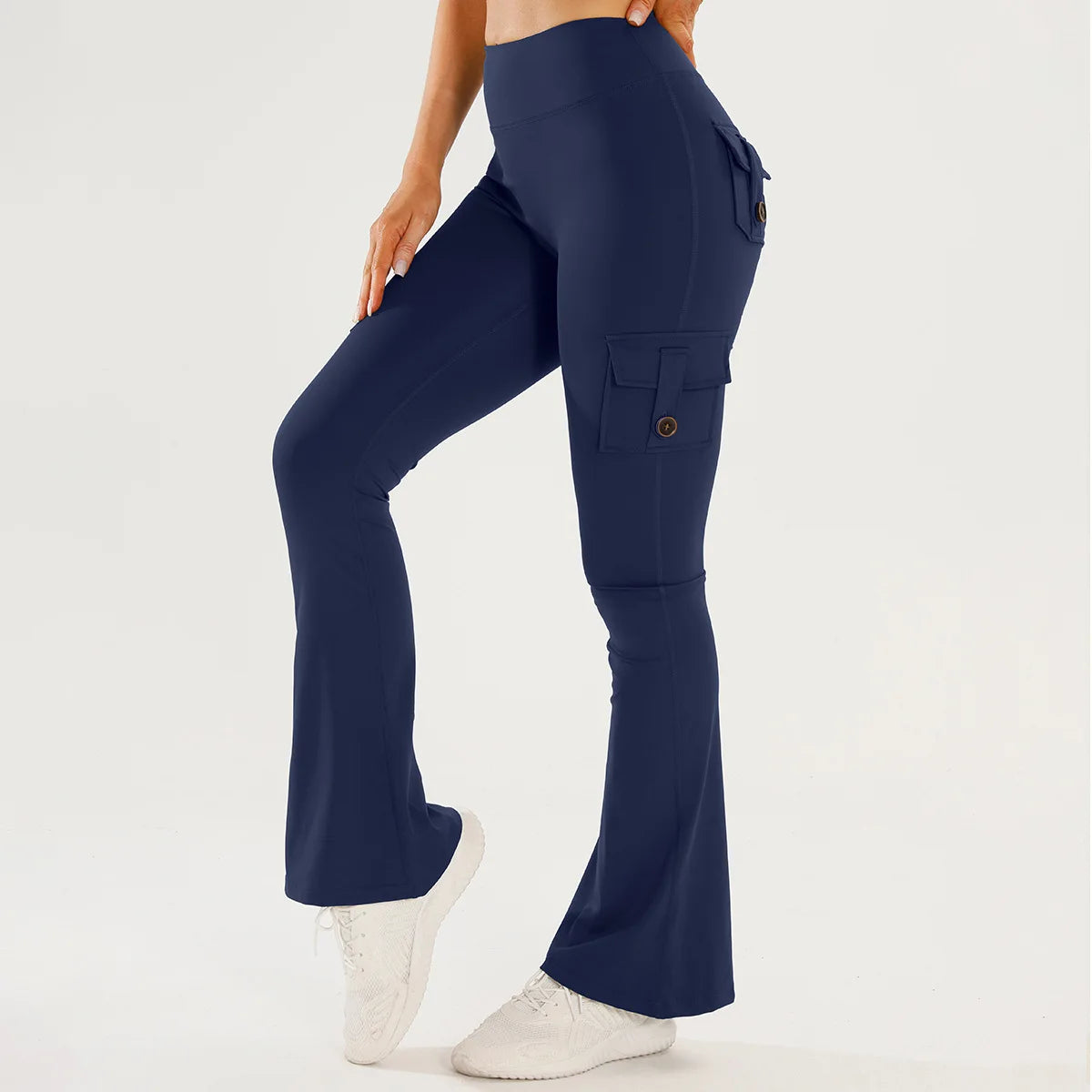Women's High-Waist Flared Yoga Pants with Pockets