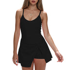 Women's Spaghetti Strap 2-in-1 Dress with Built-In Shorts