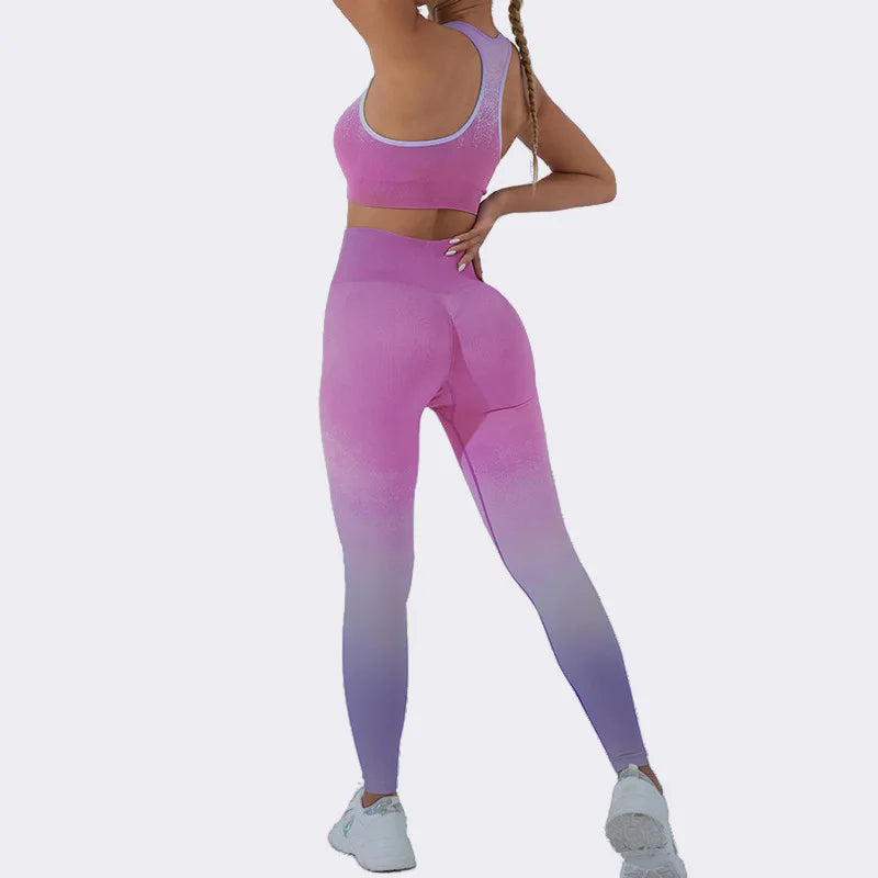 Gradient 2-Piece Yoga Set — Top & High Waist Leggings