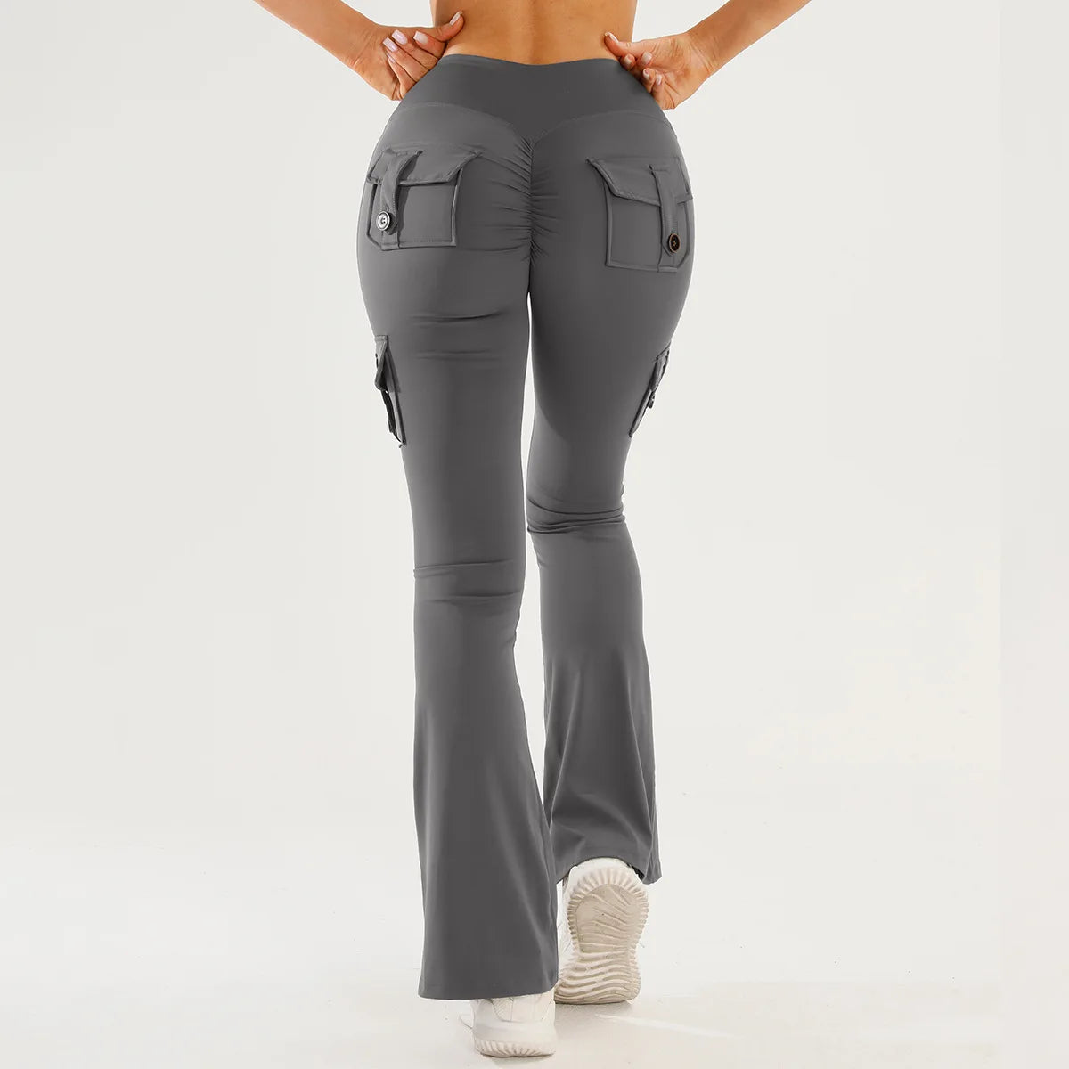Women's High-Waist Flared Yoga Pants with Pockets