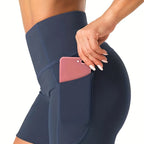 Women's High-Waist Yoga Shorts with Pocket