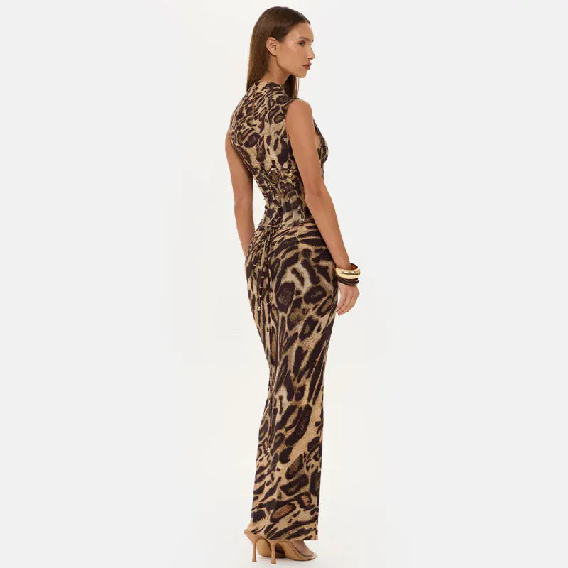 Sleeveless Bodycon Maxi Dress | Animal Print & Solid