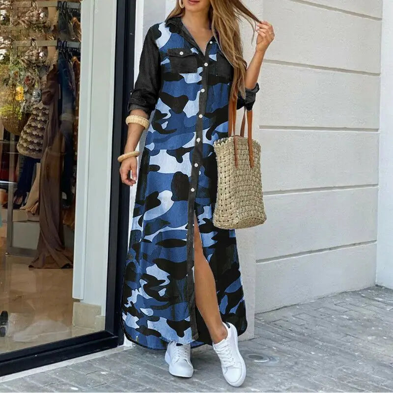 Button-Down Maxi Shirt Dress