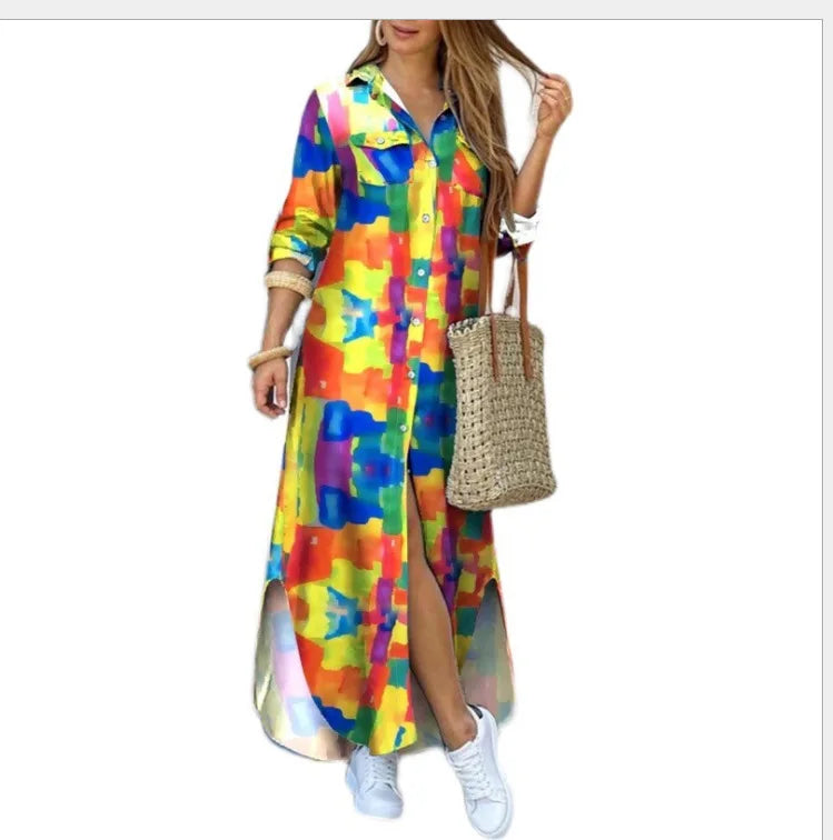 Button-Down Maxi Shirt Dress