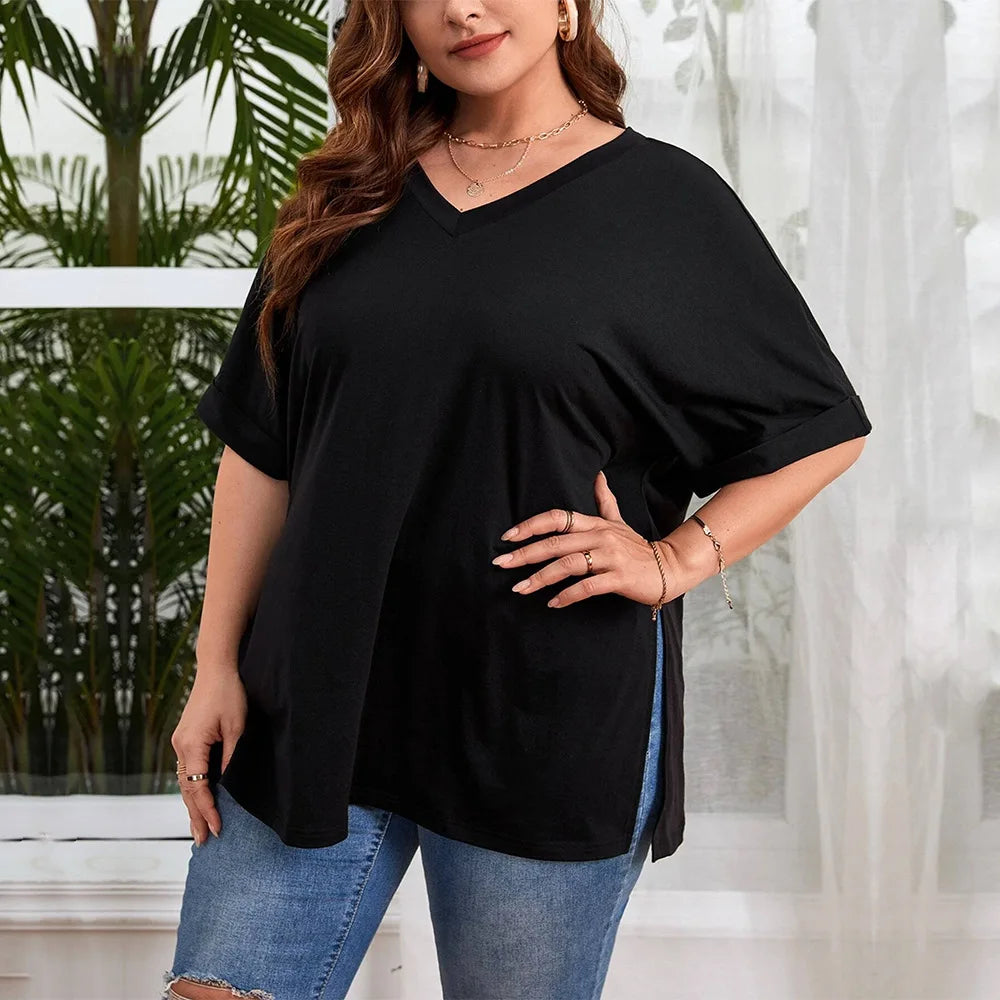 V-Neck Knit Tunic Top | Curves
