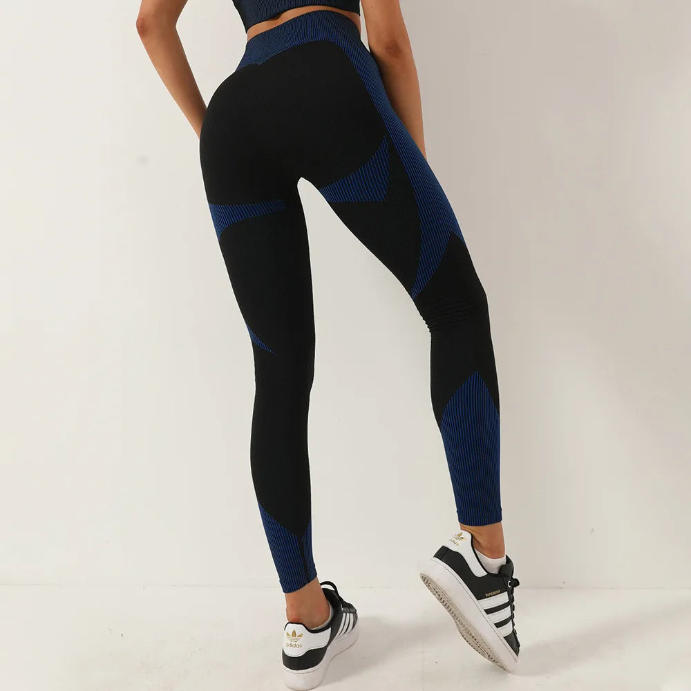 Colour-Block High-Waist Yoga Leggings