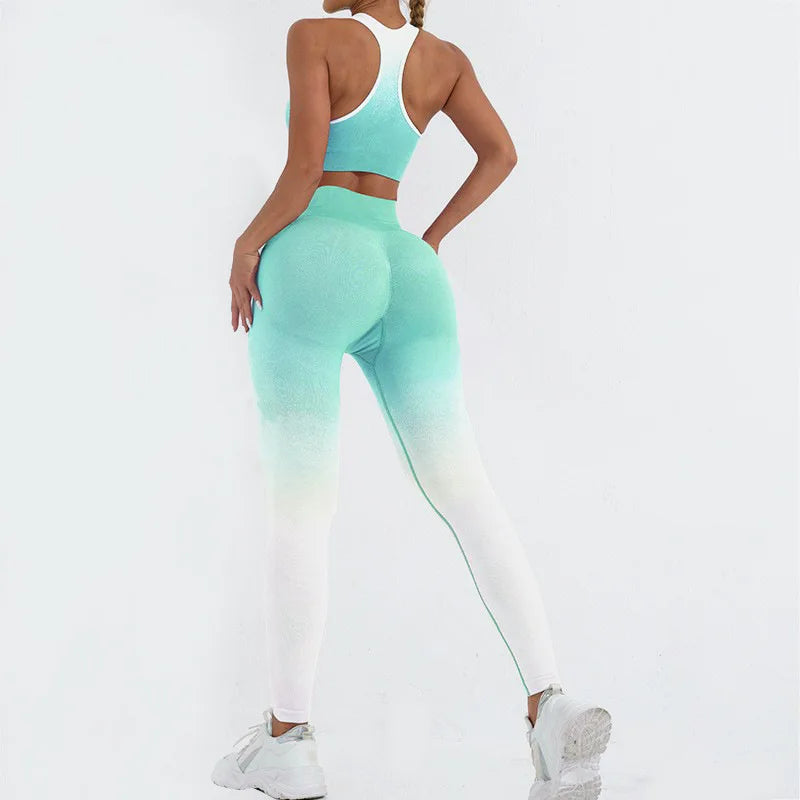 Gradient 2-Piece Yoga Set — Top & High Waist Leggings