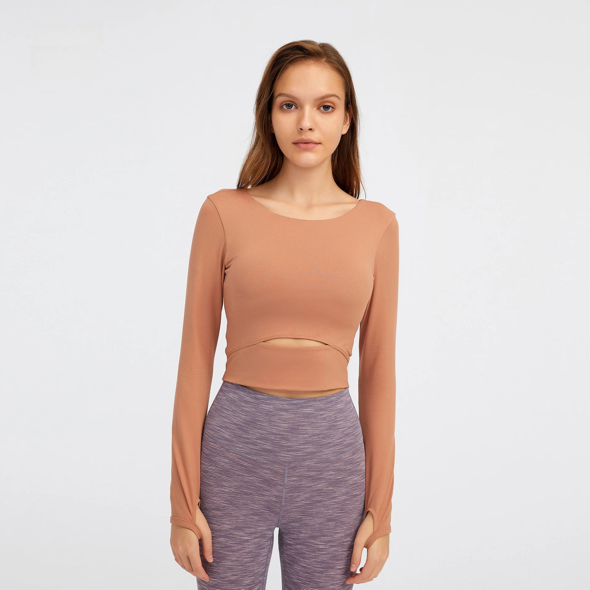 Long Sleeve Cropped Yoga Top with Thumb Holes