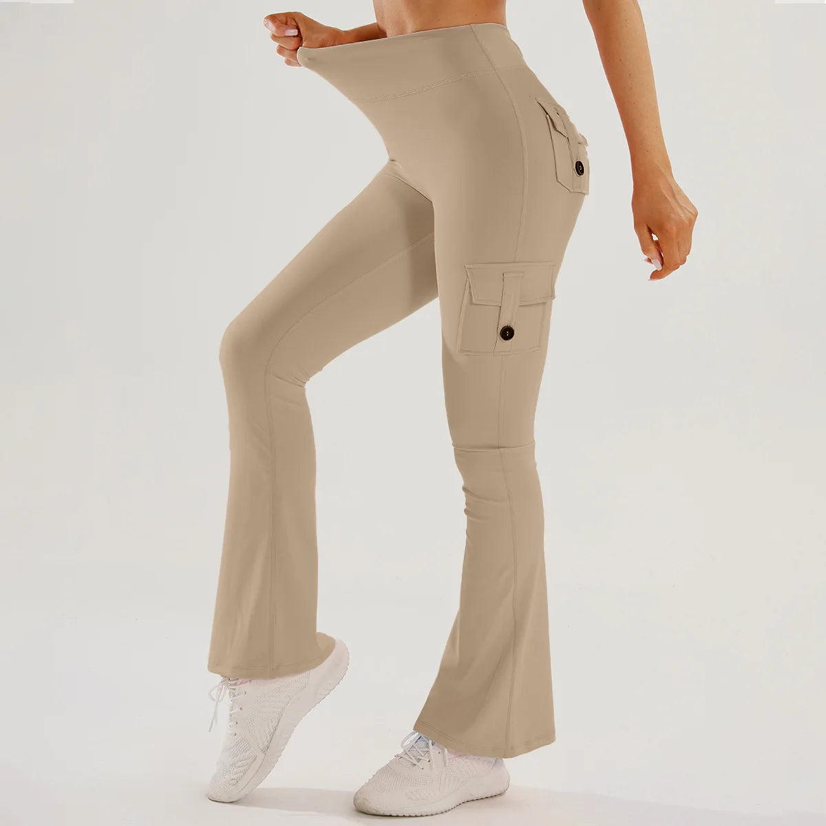 Women's High-Waist Flared Yoga Pants with Pockets