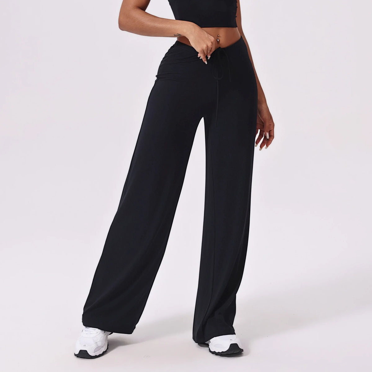 High-Waist Wide-Leg Drawstring Pants