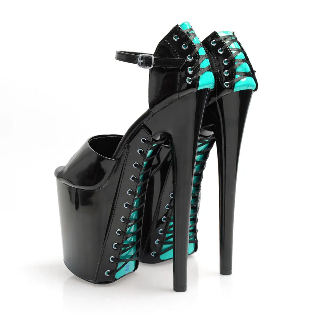 8 Inch Lace-Up Platform Buckle Ankle Strap Pole Dance Heels
