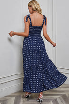 Smocked Tie-Strap Maxi Dress | Dot Print & Solid