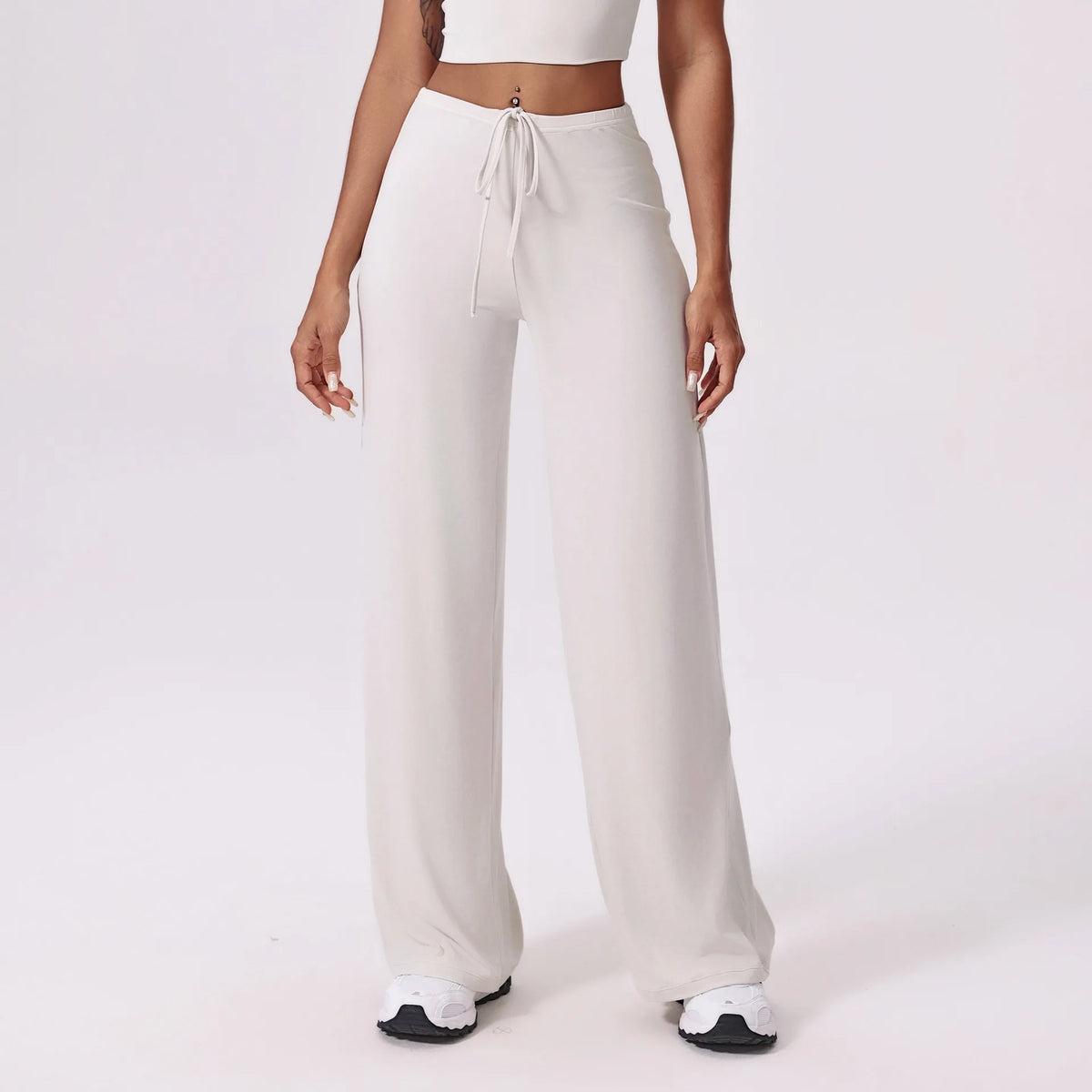 High-Waist Wide-Leg Drawstring Pants